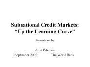 Subnational Credit Markets: 