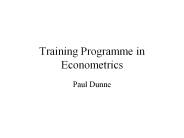 Training Programme in Econometrics