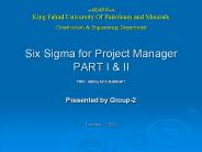 Six Sigma for Project Manager PART I