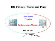 D Physics Status and Plans