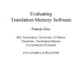 Evaluating Translation Memory Software PowerPoint PPT Presentation