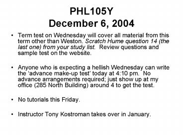PHL105Y December 6, 2004