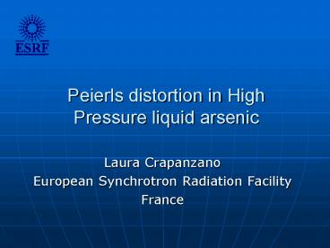Peierls distortion in High Pressure liquid arsenic