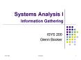 Systems Analysis I Information Gathering PowerPoint PPT Presentation