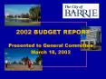 2002 BUDGET REPORT PowerPoint PPT Presentation