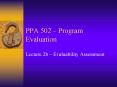 PPA 502 Program Evaluation PowerPoint PPT Presentation
