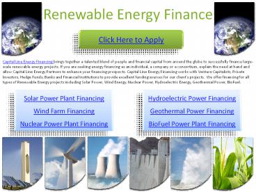 Renewable Energy Finance