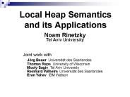 Local Heap Semantics and its Applications