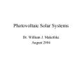 Photovoltaic Solar Systems PowerPoint PPT Presentation