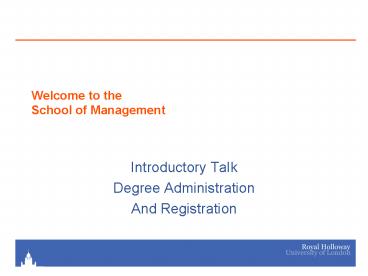 Welcome to the School of Management