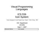 Visual Programming Languages ICS 539 Icon System Visual Languages