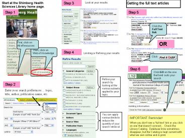 Start at the Shimberg Health Sciences Library home page.