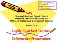Highly Qualified Teacher Information Presentation PowerPoint PPT Presentation