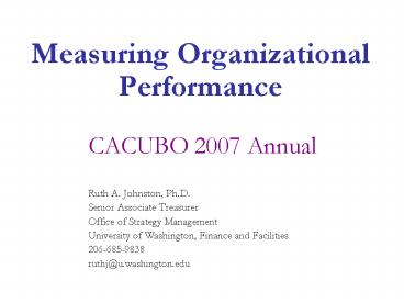 Measuring Organizational Performance