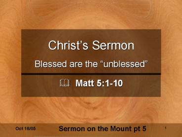 Christs Sermon Blessed are the unblessed