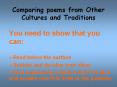 Comparing poems from Other Cultures and Traditions PowerPoint PPT Presentation