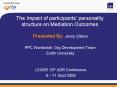 The Impact of participants personality structure on Mediation Outcomes PowerPoint PPT Presentation