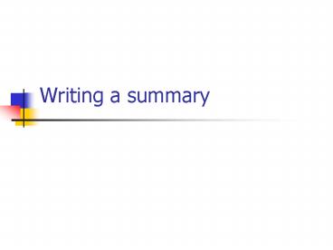 Writing a summary