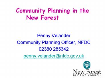 Community Planning in the New Forest