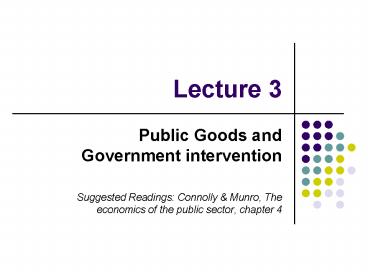 Public Goods and Government intervention