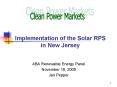 Implementation of the Solar RPS in New Jersey PowerPoint PPT Presentation