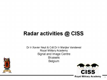 Radar activities CISS