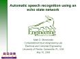 Automatic speech recognition using an echo state network PowerPoint PPT Presentation