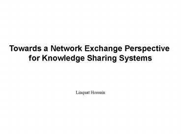Towards a Network Exchange Perspective