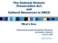 The National Historic Preservation Act and Cultural Resources in NRCS PowerPoint PPT Presentation