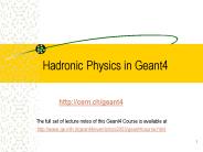 Hadronic Physics in Geant4