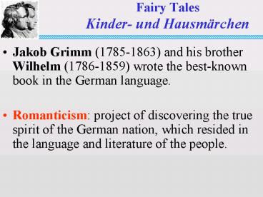 Fairy Tales Kinder und Hausmrchen