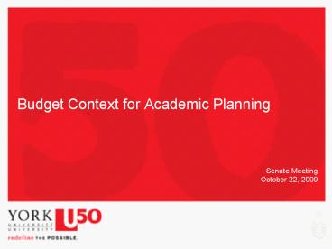 Budget Context for Academic Planning