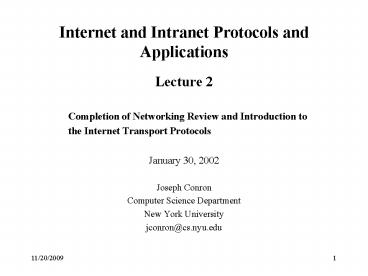 Internet and Intranet Protocols and Applications
