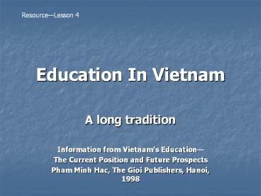 Education In Vietnam