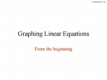 Graphing Linear Equations
