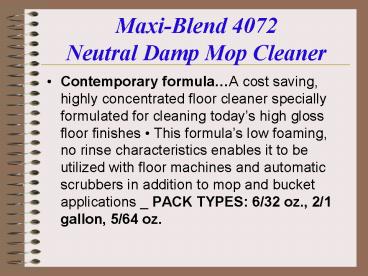 MaxiBlend 4072 Neutral Damp Mop Cleaner