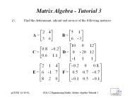 Matrix Algebra - Tutorial 3