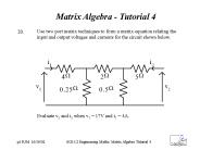 Matrix Algebra - Tutorial 4