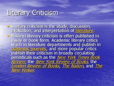 Literary Criticism