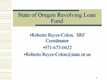 State of Oregon Revolving Loan Fund