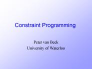 Constraint Programming