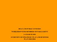 DEAT LEKGOTLA Introduction to Strategic Plan 2003-2006