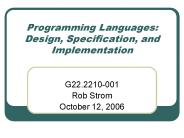 Programming Languages: Design, Specification, and Implementation