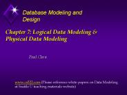 Chapter 7: Logical Data Modeling
