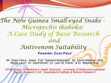 Presenter: Owen Paiva1