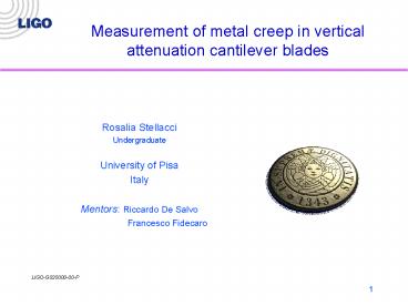 Measurement of metal creep in vertical attenuation cantilever blades
