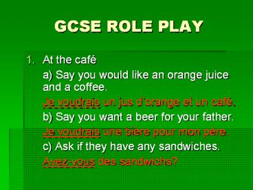 GCSE ROLE PLAY