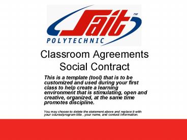 Classroom Agreements Social Contract presentation | free to view
