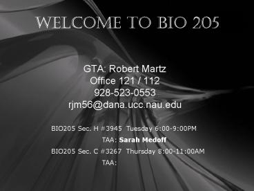Welcome to BIO 205