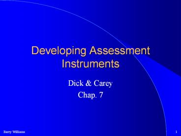 Developing Assessment Instruments